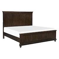 Transitional King Panel Bed with Turned Legs
