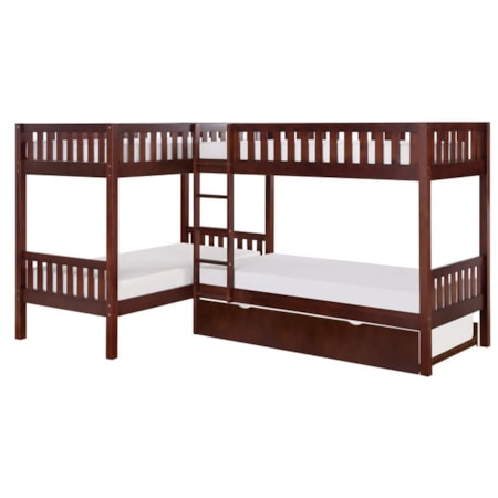 Corner Bunk Bed with Twin Trundle