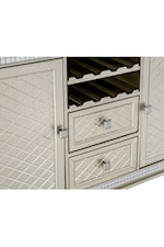 Two 4-bottle wine racks included with embossed faux alligator skin drawer and door fronts and polished-chrome tone and faux crystal bejeweled knobs