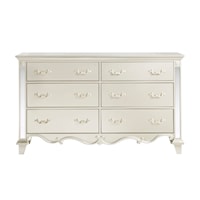 Glam 6-Drawer Dresser with Mirror Accent Framing