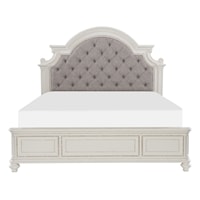 Transitional Queen Bed with Upholstered Headboard