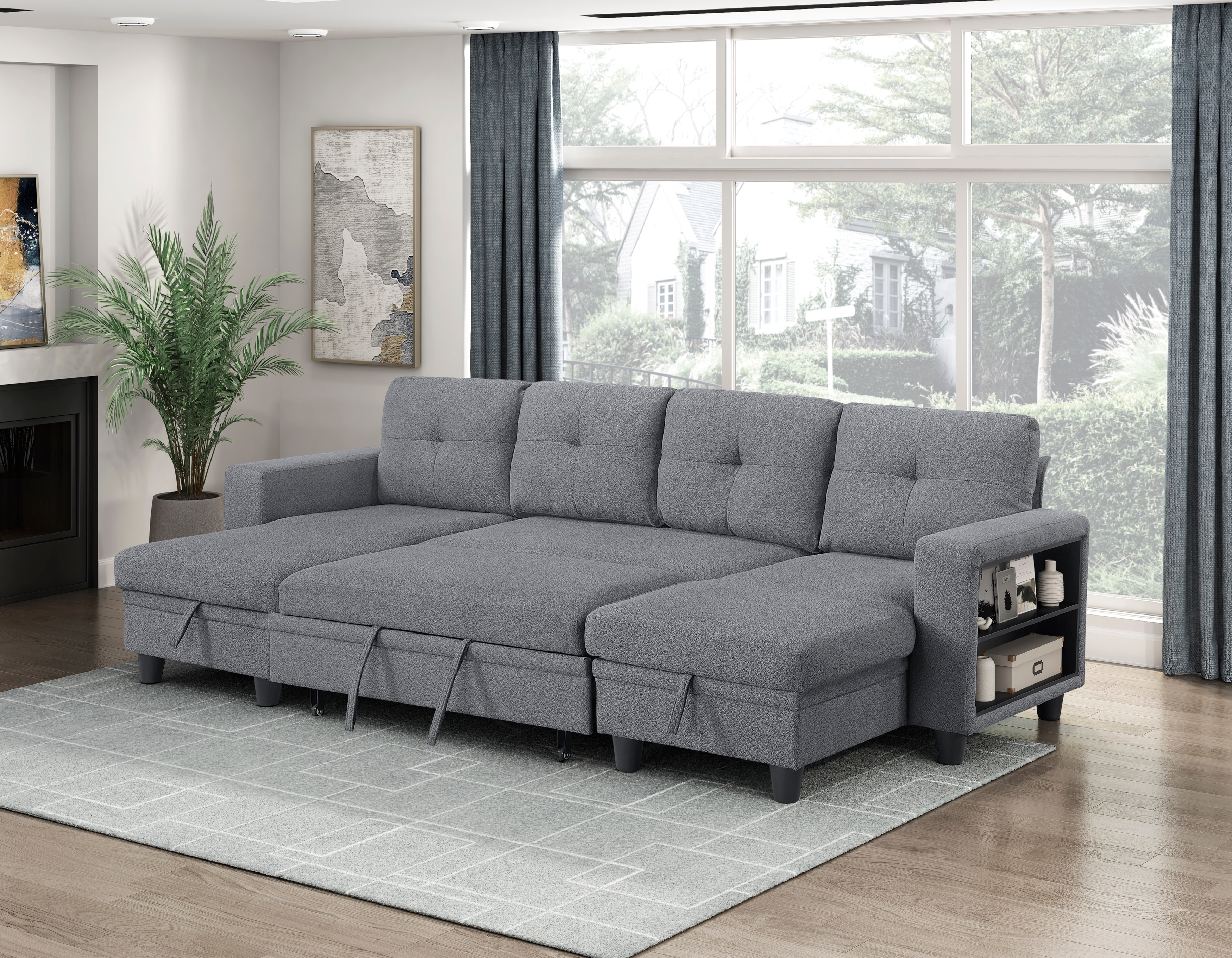 Homelegance Ansley 4-Piece Sectional Sofa with Pull-Out Bed