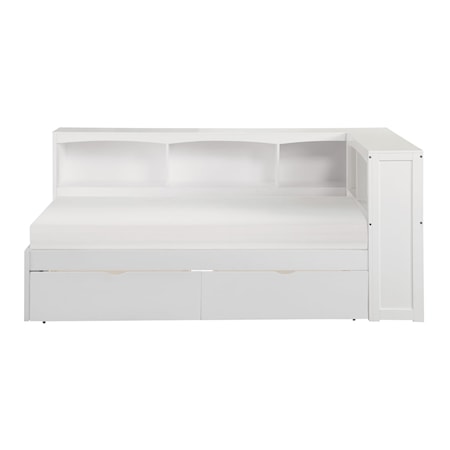 Twin Bookcase Corner Bed with Storage Boxes