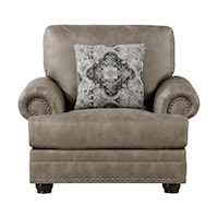 Transitional Accent Chair with Rolled Arms and Nailhead Trim