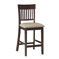 Transitional Slat Back Counter Height Side Chair with Upholstered Seat