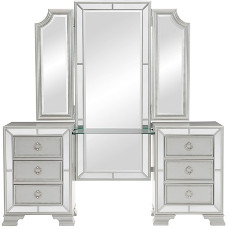 Glam Vanity Dresser and Mirror