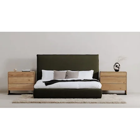 Contemporary Upholstered Tall Queen Bed