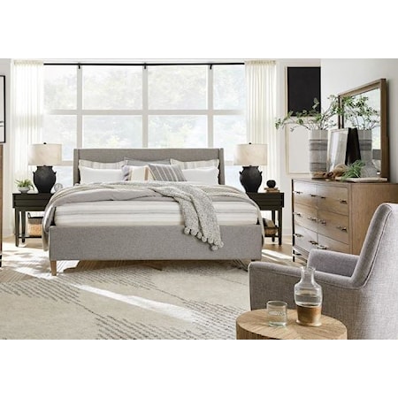 King Grey Upholstered Island Bed