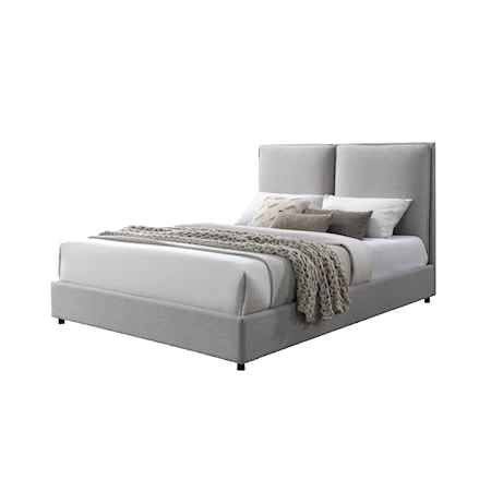 King  Upholstered Bed Light Grey