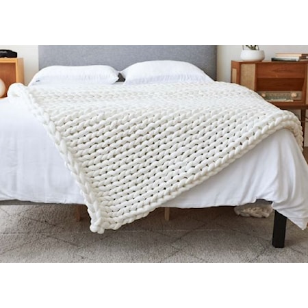 15lbs Cream Cotton Knit Weighted Blanket