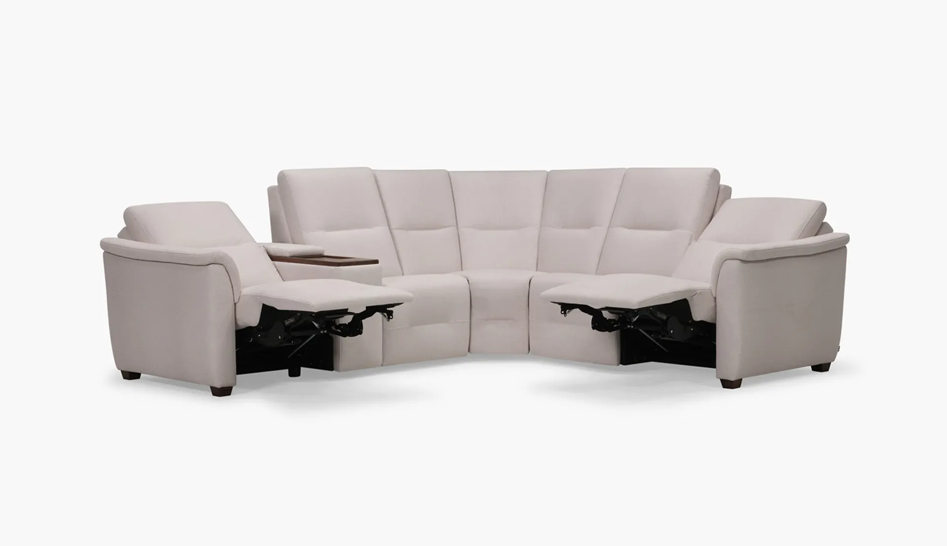 4-Seat Corner Curve Oxford Console Sectional