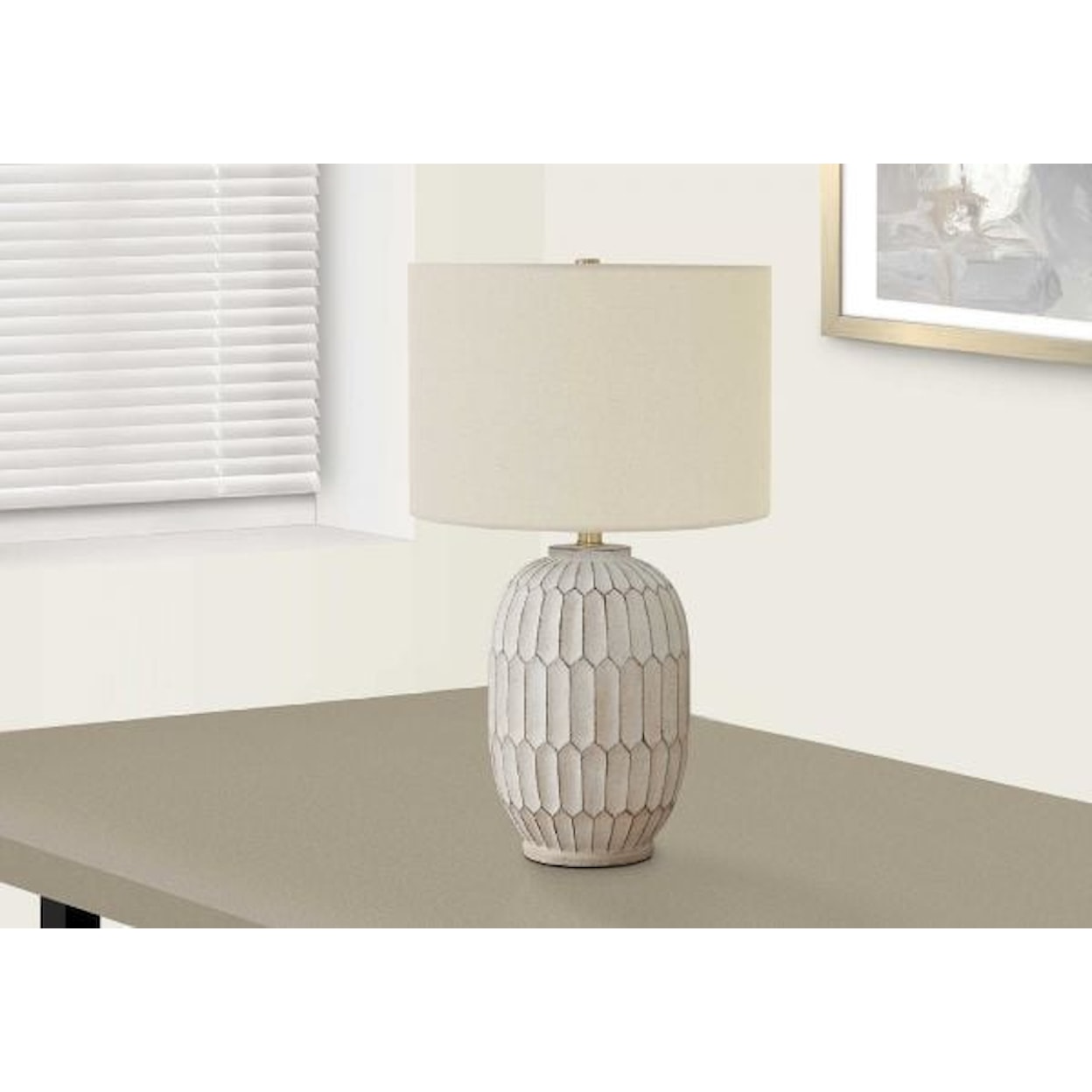 Monarch Specialties Lamps CREAM RESIN TABLE LAMP