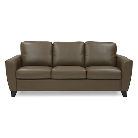 Contemporary Stationary Sofa with Flair-Tapered Arms
