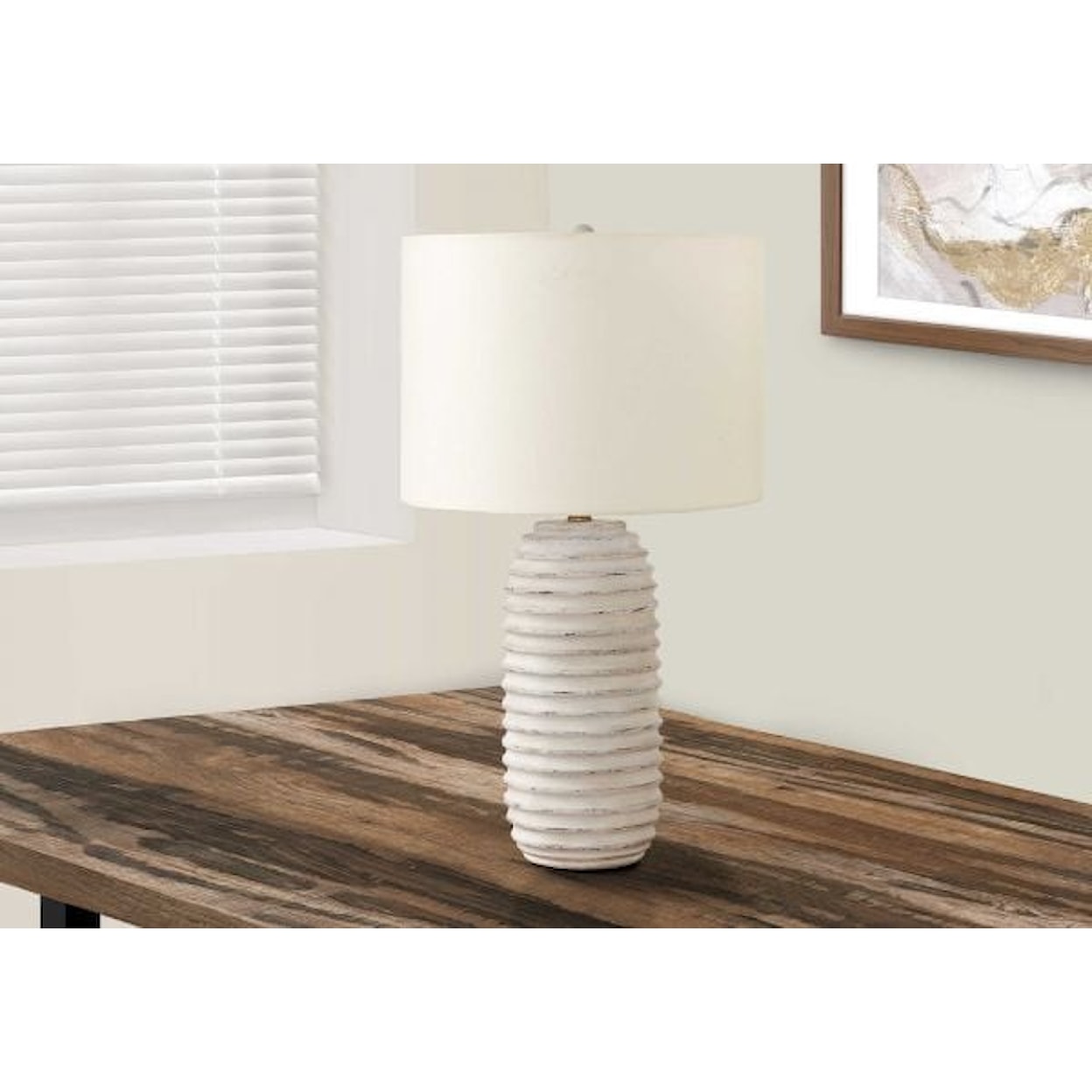 Monarch Specialties Lamps CREAM RESIN TABLE LAMP