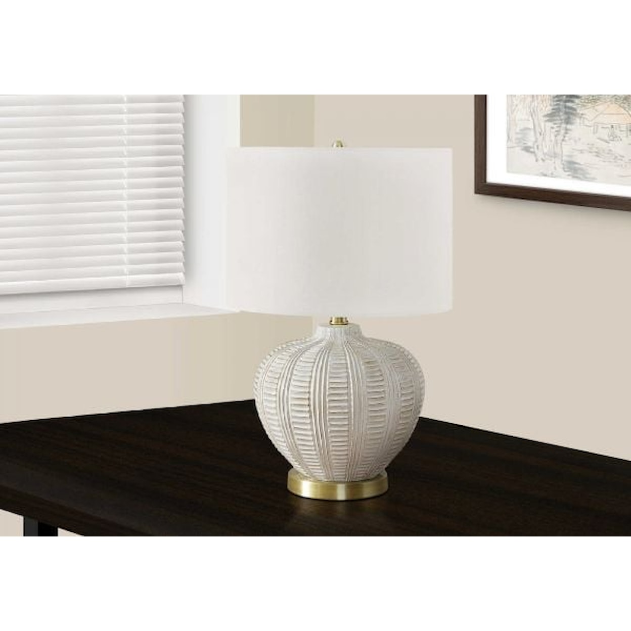 Monarch Specialties Lamps CREAM RESIN TABLE LAMP
