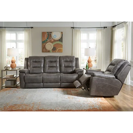Casual Power Reclining Sofa with Power Headrest and Power Lumbar