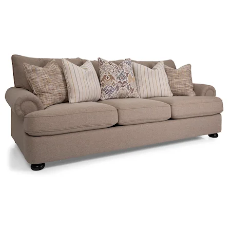 Traditional 99 Inch Sofa with Scattered Back Pillows