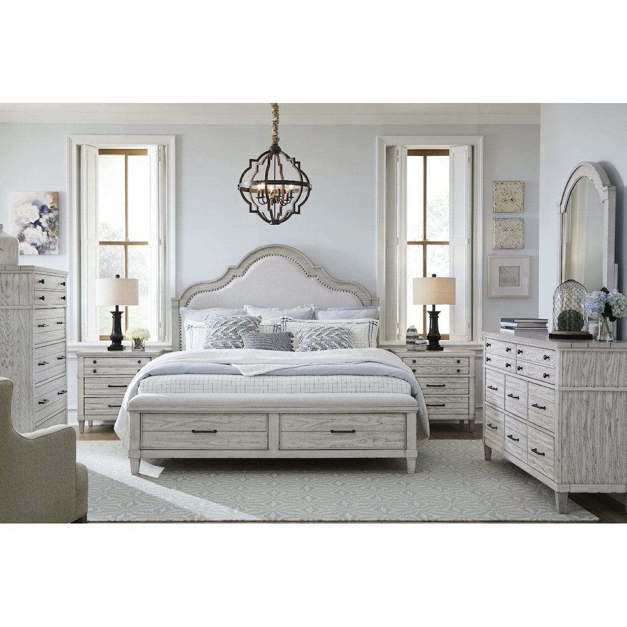 Legacy Classic Belhaven Queen Upholstered Panel Bed with Storage