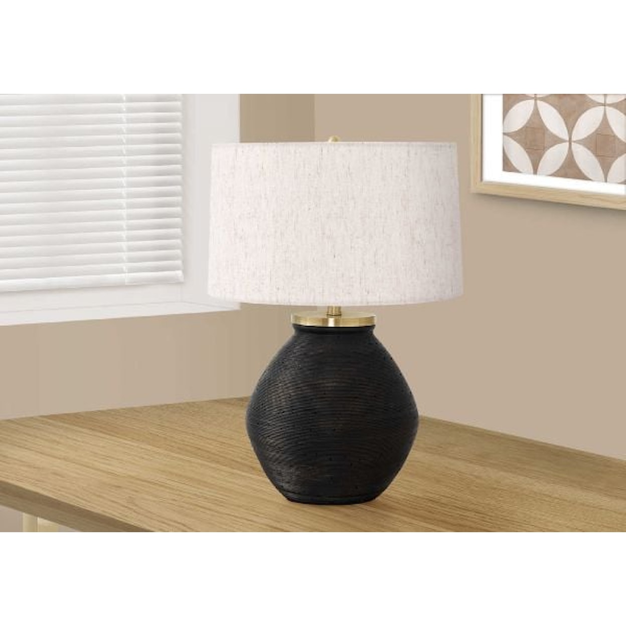 Monarch Specialties Lamps BLACK CONCRETE TABLE LAMP
