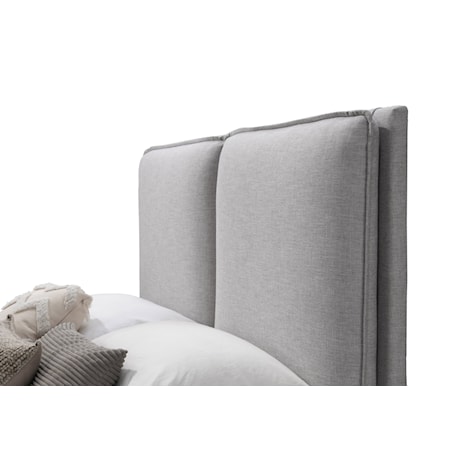 King  Upholstered Bed Light Grey