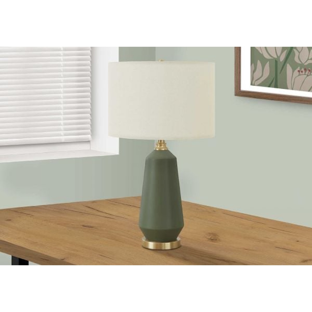 Monarch Specialties Lamps GREEN CERAMIC TABLE LAMP