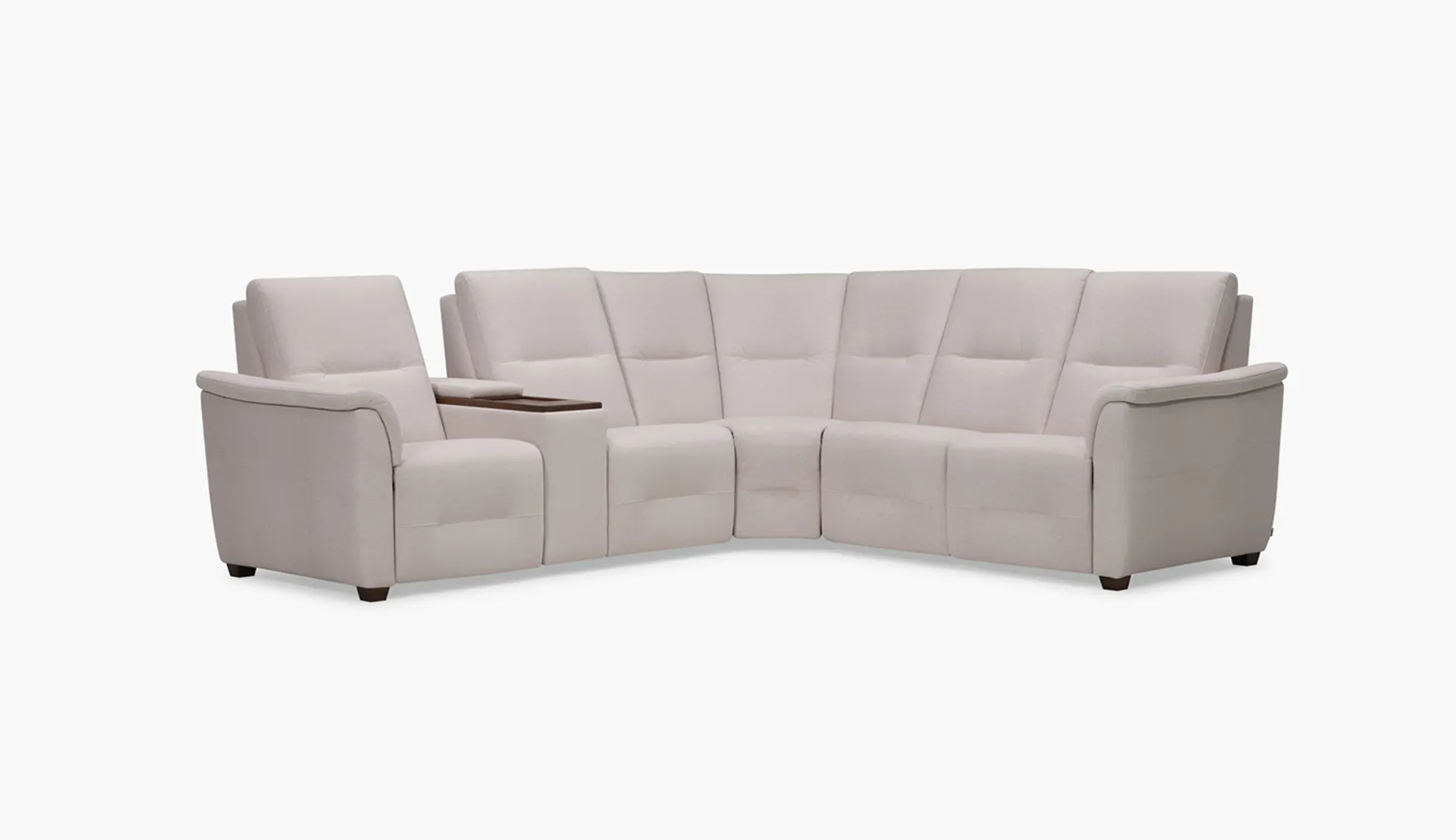 4-Seat Corner Curve Oxford Console Sectional