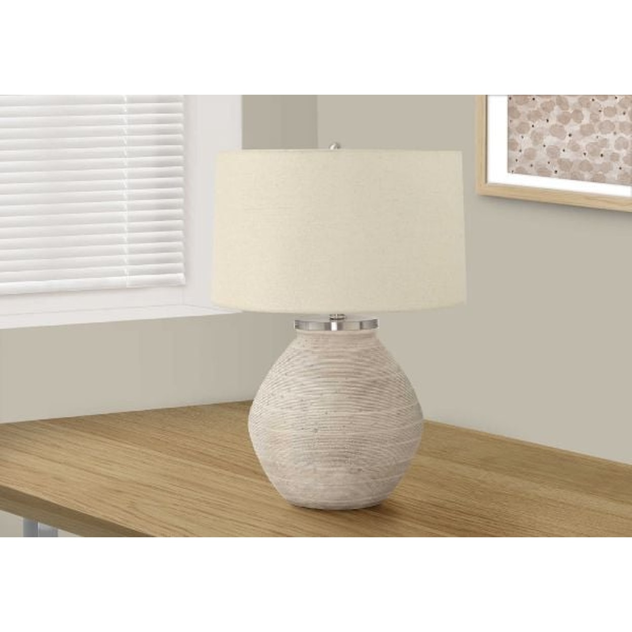 Monarch Specialties Lamps CREAM CONCRETE TABLE LAMP