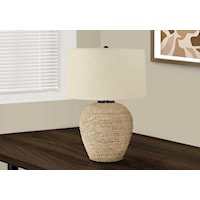 BEIGE RATTAN TABLE LAMP