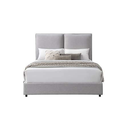 King  Upholstered Bed Light Grey