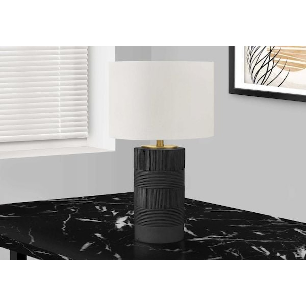 Monarch Specialties Lamps BLACK RESIN TABLE LAMP