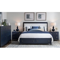 Contemporary King Storage Bed with Upholstered Headboard