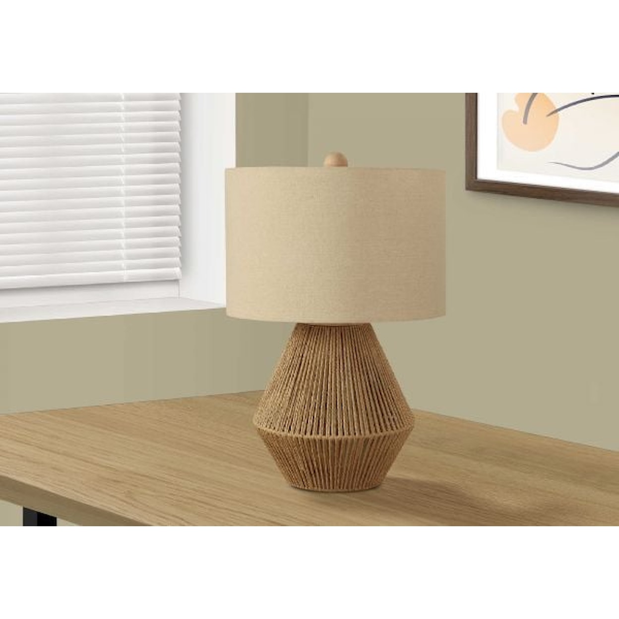 Monarch Specialties Lamps BROWN ROPE TABLE LAMP