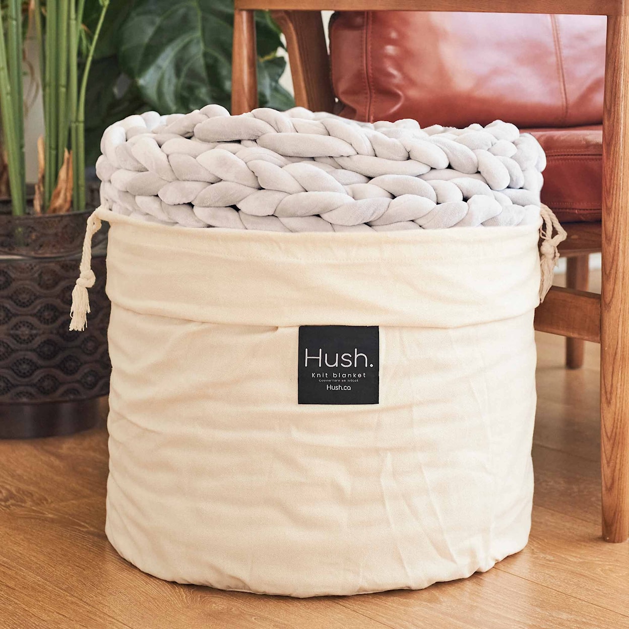 Hush Knit 15lbs Grey Minky Knit Weighted Blanket