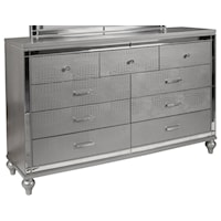 Nine Drawer Dresser with Turned Feet