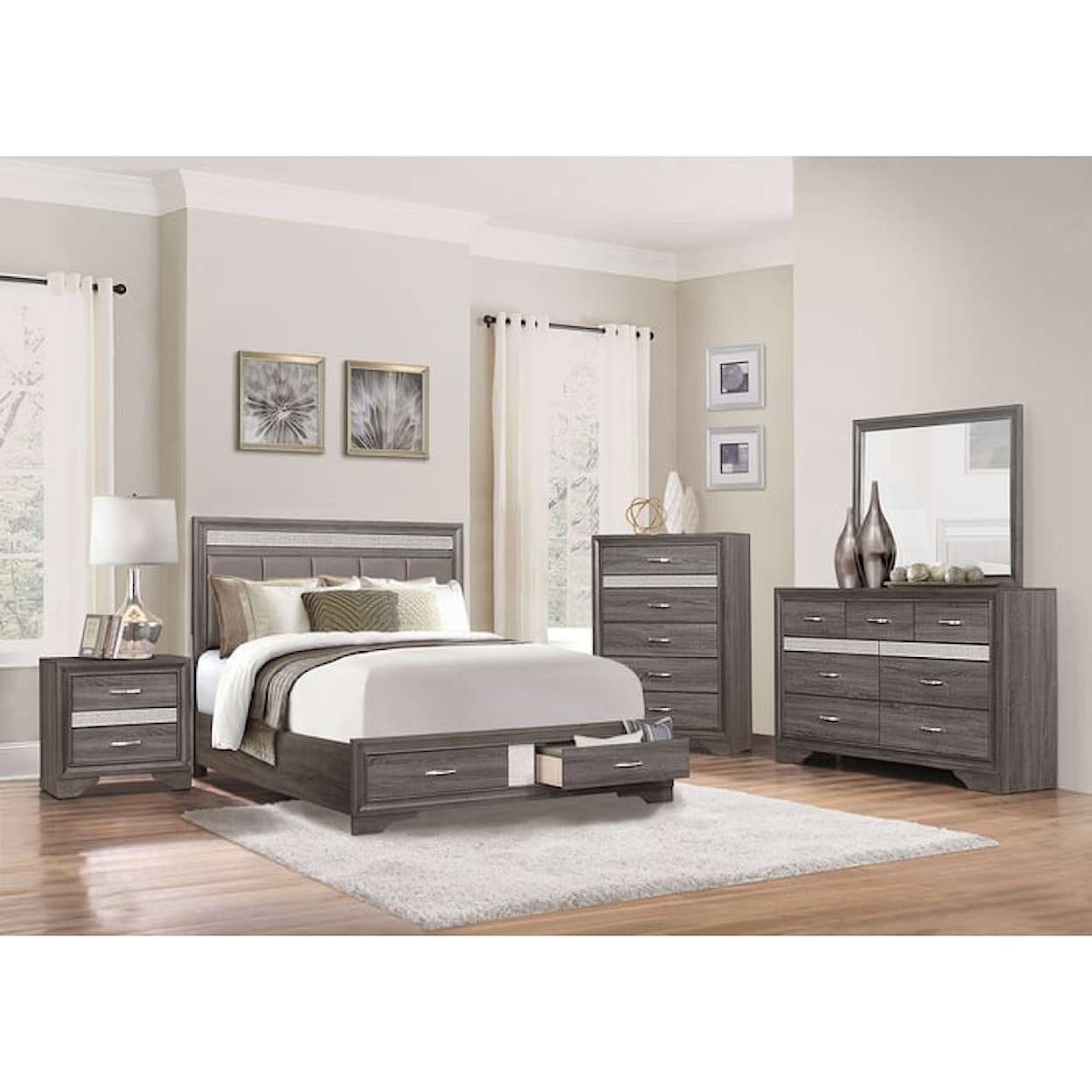 Homelegance Furniture Luster CA King  Bed with FB Storage