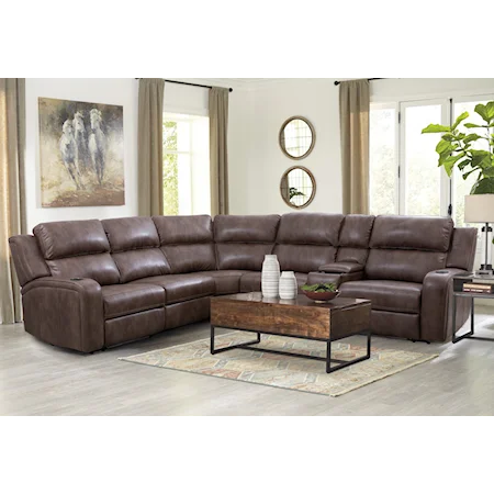 Power Reclining Sectional with Power Headrests and Dropdown Table with Wireless Charging