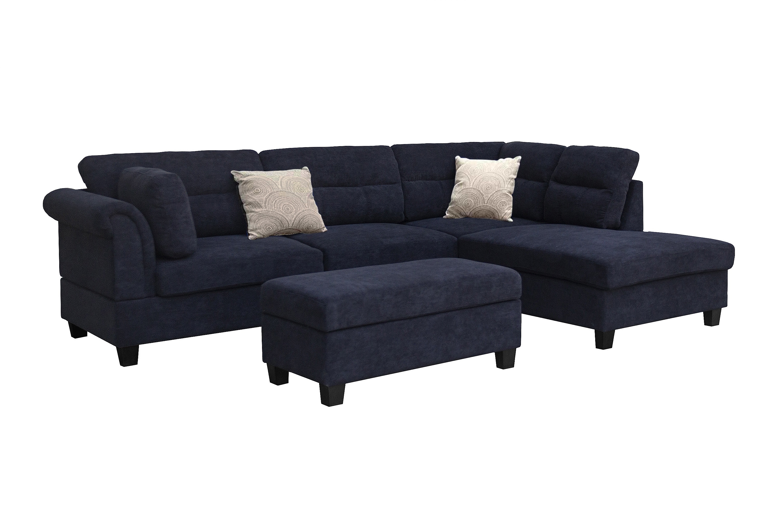 103.5" Black sectional with FREE ottoman