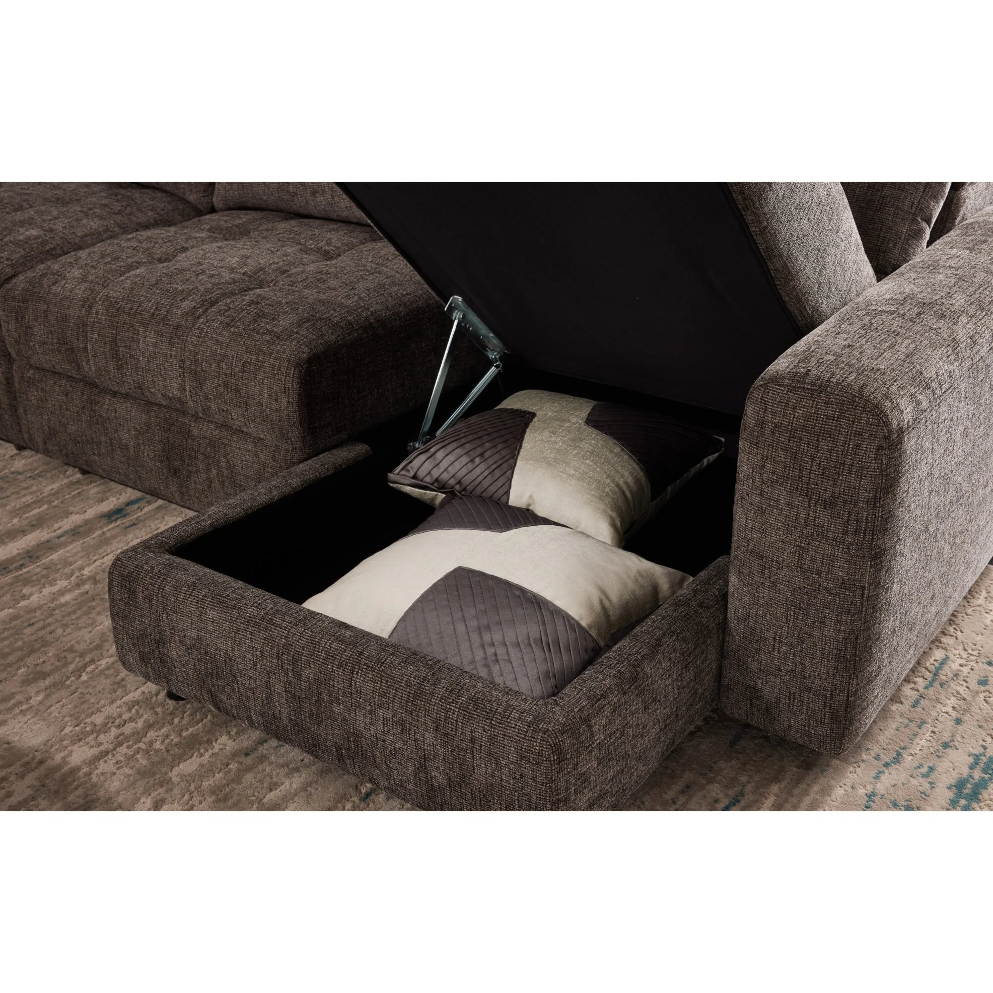 7pc Slider Sectional Raf Chaise Granite