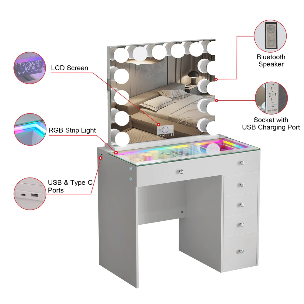 Mini Diana Vanity Set -6 Storage Drawers wit