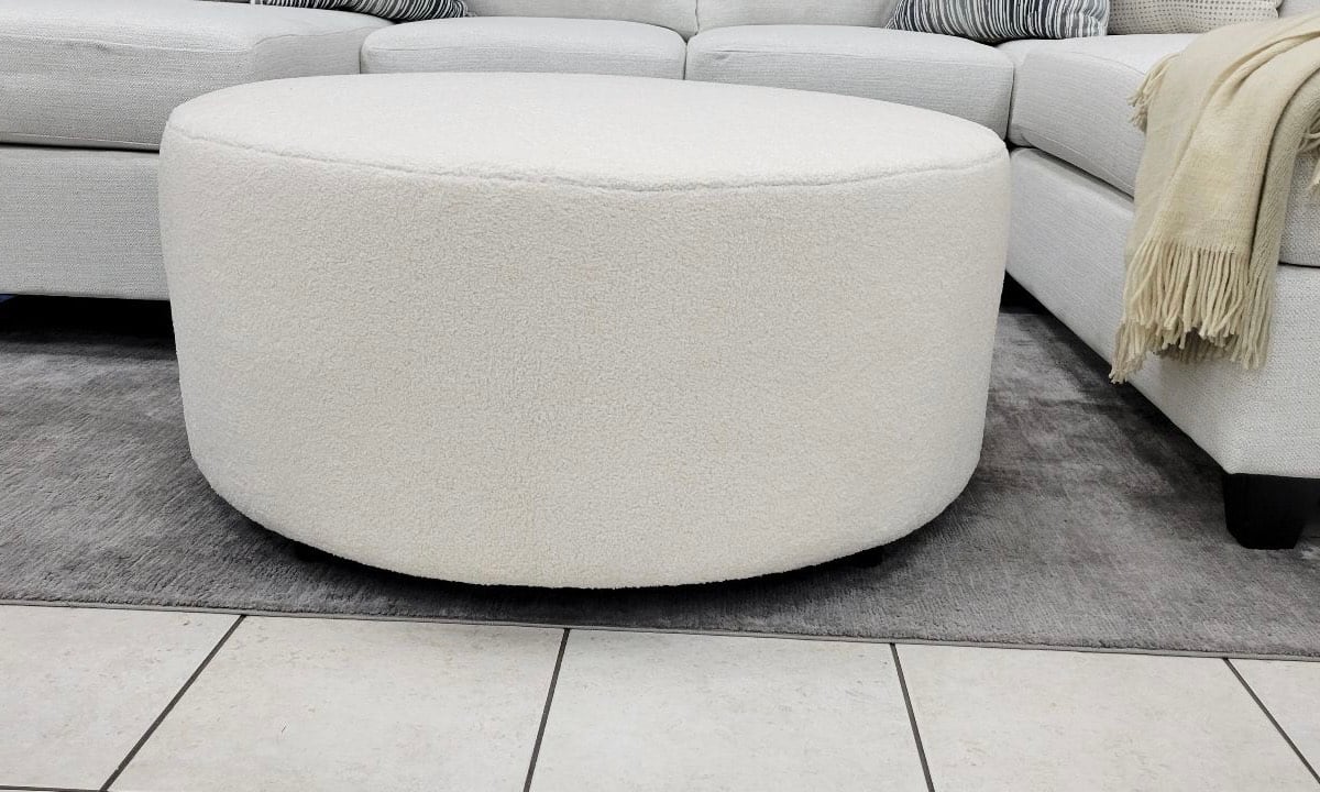 40 Inch Round Ottoman Wooly Ivory
