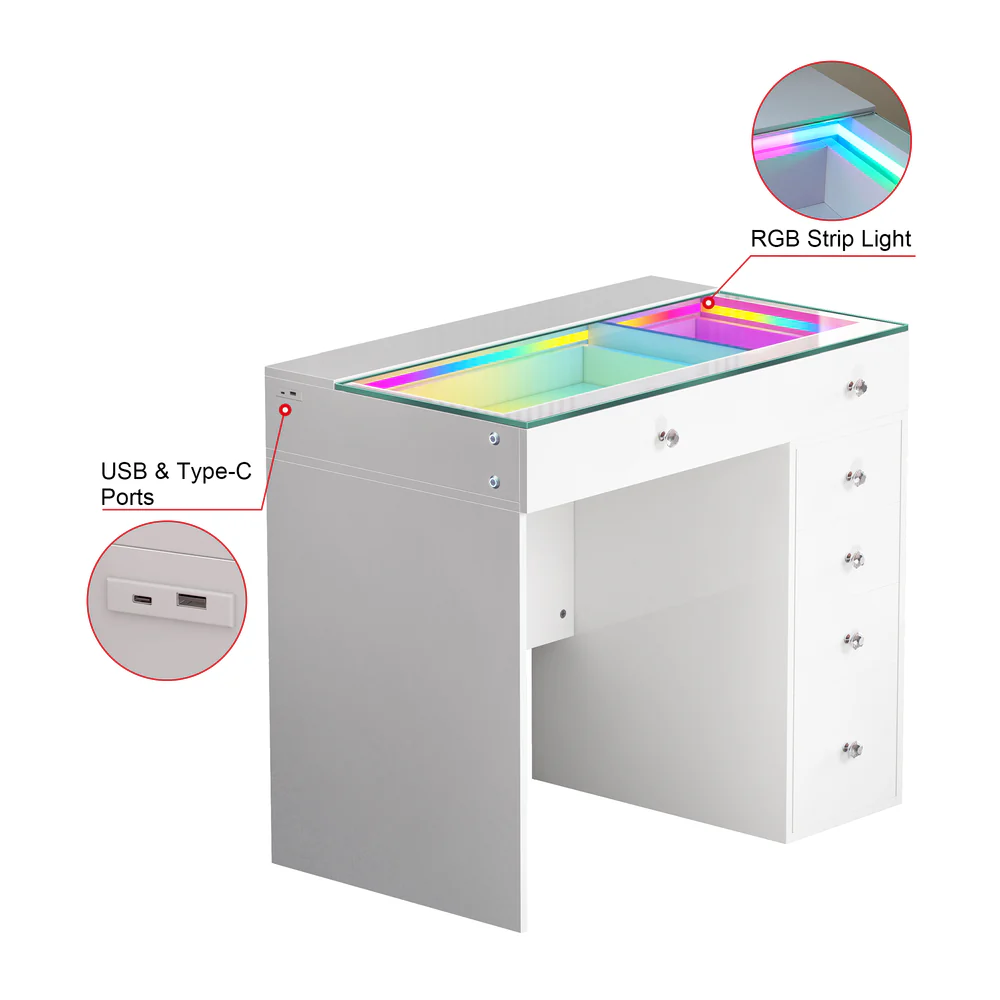 Mini Diana Vanity Desk- 6 Storage Drawers