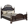 New Classic Furniture Maximus Queen Poster Bed with Upholstered Headboard