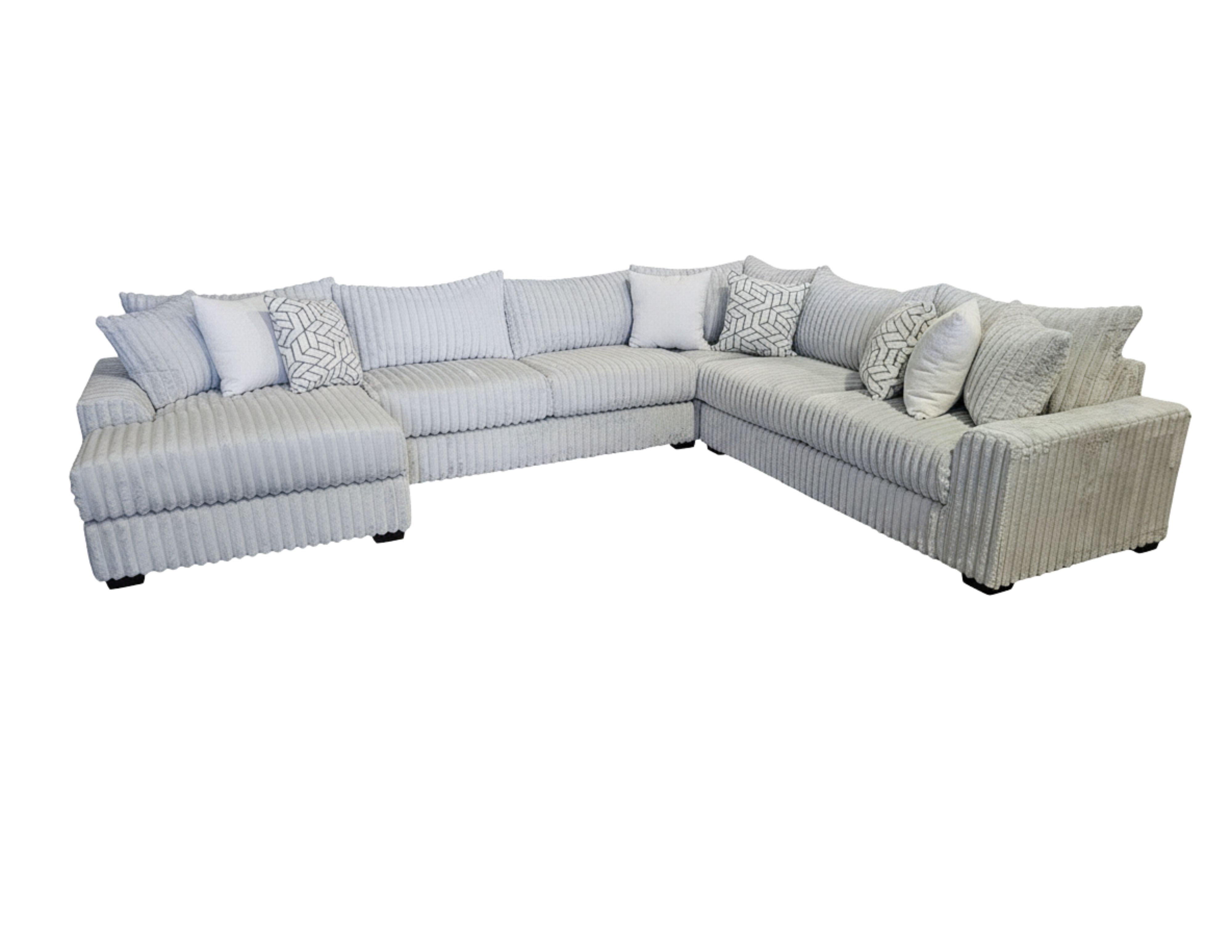 4pc Jumbo Chord Black Sectional LAF Chaise