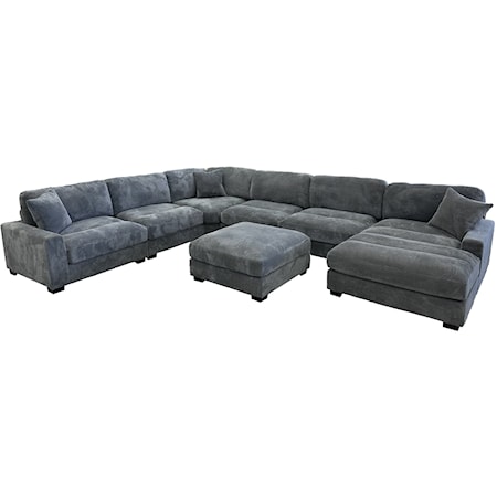 Transitional 7-Piece Sectional Sofa with Right Facing Chaise