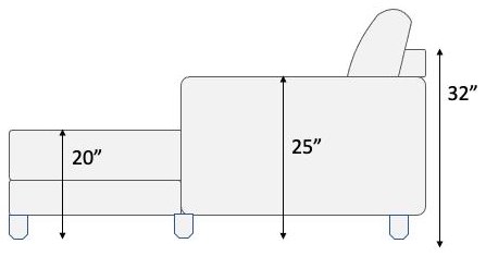 RAF CHAISE 3PC SECTIONAL