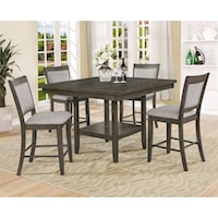 Transitional 5-Piece Dining Set with Upholstered Chairs