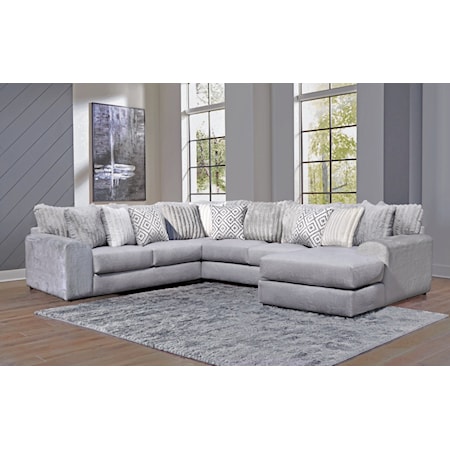 Emmet 3pc Sectional Tweed Silver Mondo Gray