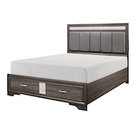 Glam King Panel Bed with Upholstered Headboard & Storage Footboards