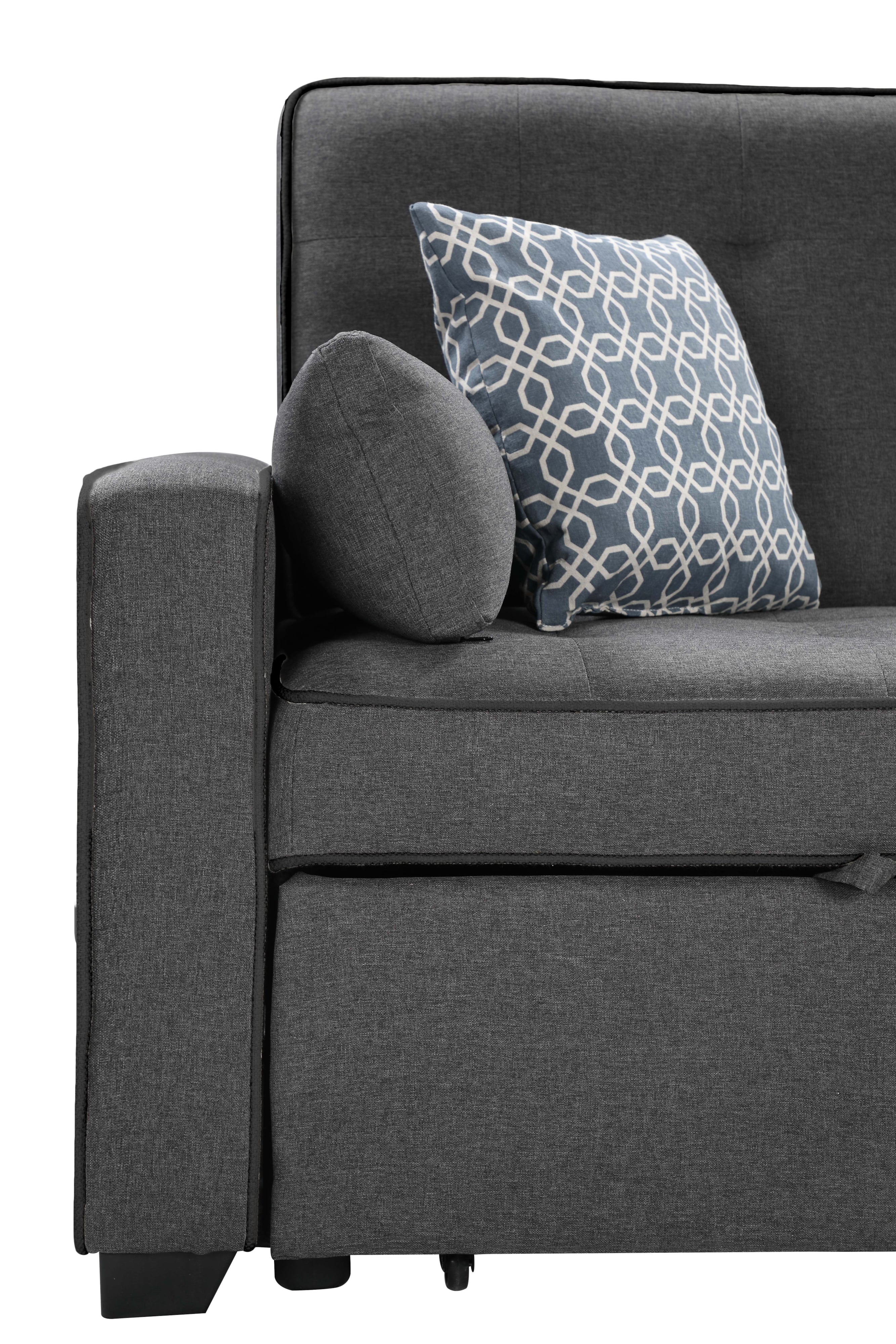Modern Gray Fabric Sleeper Sofa