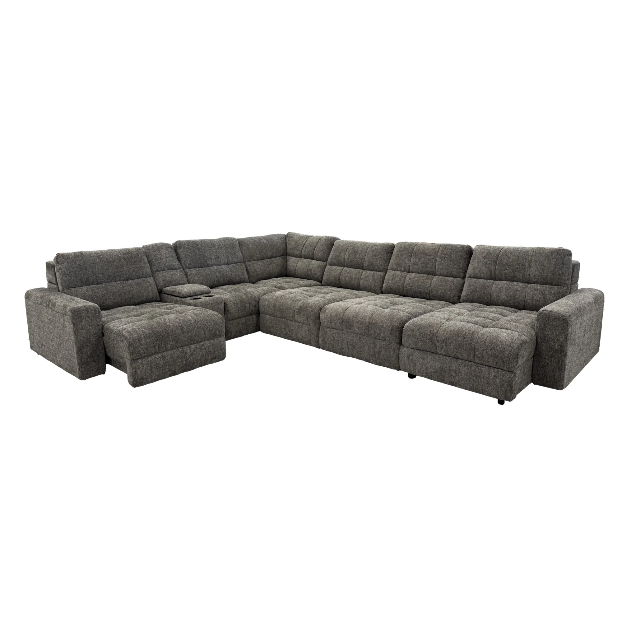 7pc Slider Sectional Raf Chaise Granite
